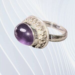 Chunky Amethyst & Sterling Silver Cocktail Ring